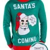 Tipsy Elves Men's Santa's Coming Ugly Christmas Sweater 1 Tipsy Elves Men's Santa's Coming Ugly Christmas Sweater