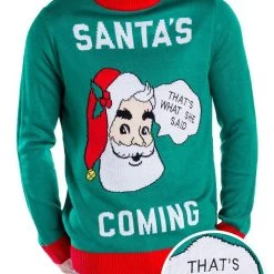 Tipsy Elves Men's Santa's Coming Ugly Christmas Sweater