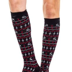 Tipsy Elves Women's Red And Black Fair Isle Socks