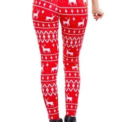 Tipsy Elves Red Reindeer Leggings Women