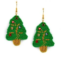 Tipsy Elves Women Beaded Christmas Tree Earrings