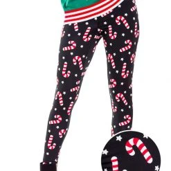 Tipsy Elves Women Candy Cane Leggings