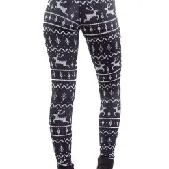 Tipsy Elves Women Black Reindeer Leggings