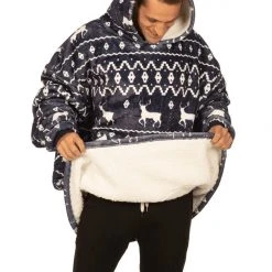 Tipsy Elves Blue Reindeer Blanket Hoodie 13 Tipsy Elves Blue Reindeer Blanket Hoodie