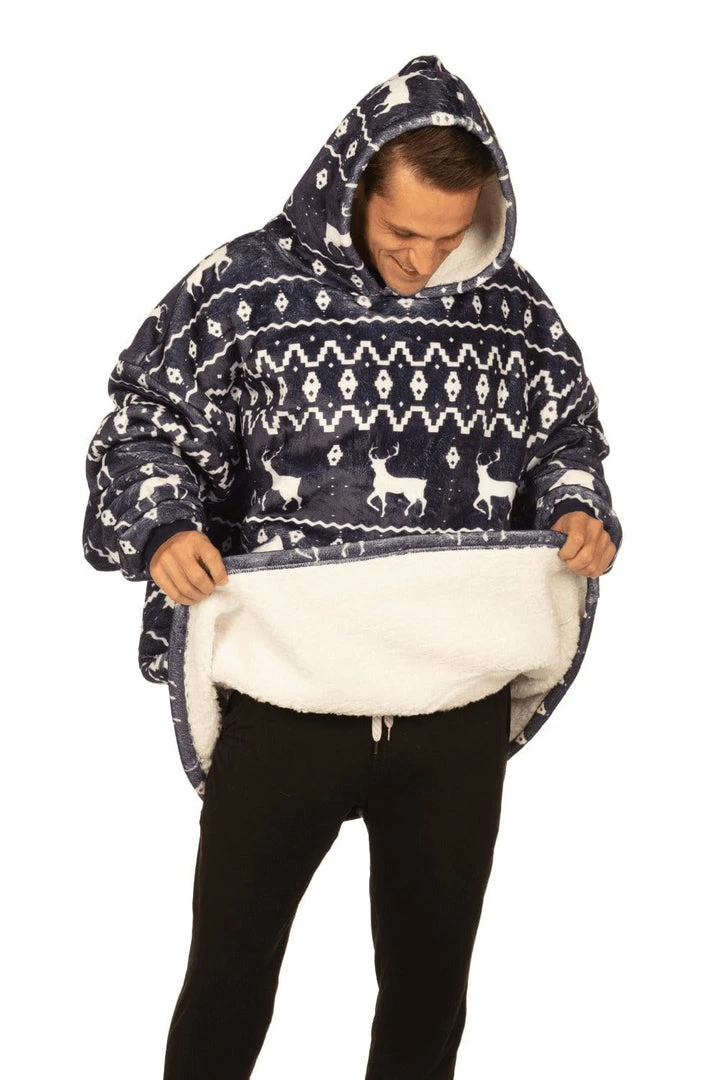 Tipsy Elves Blue Reindeer Blanket Hoodie 6 Tipsy Elves Blue Reindeer Blanket Hoodie