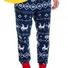 Tipsy Elves Men's Blue Reindeer Climax Jogger Sweatpants