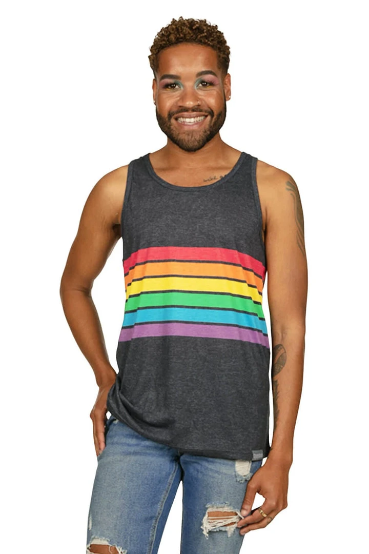 Tipsy Elves Charcoal Rainbow All The Way Tank Top - Men's Cut 5 Tipsy Elves Charcoal Rainbow All The Way Tank Top - Men's Cut