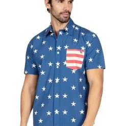 Tipsy Elves Men's Old Glory Button Down Shirt Patriotic