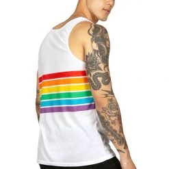 Tipsy Elves White Rainbow All The Way Tank Top - Men's Cut