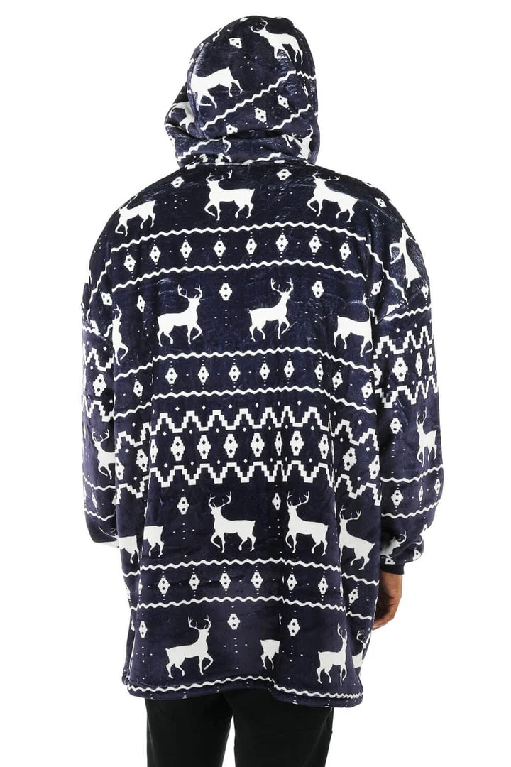 Tipsy Elves Blue Reindeer Blanket Hoodie 5 Tipsy Elves Blue Reindeer Blanket Hoodie