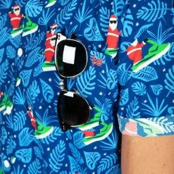 Tipsy Elves Men's Santa Jet Ski Button Down Shirt