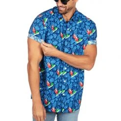 Tipsy Elves Men's Santa Jet Ski Button Down Shirt