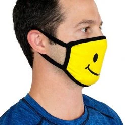 Tipsy Elves Smiley Cloth Face Mask (Yellow) Holidays & Occasions