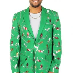 Tipsy Elves Green Sequin Light Blazer Men