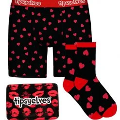 Tipsy Elves Men's Hearts On Fire Boxers & Socks Gift Set