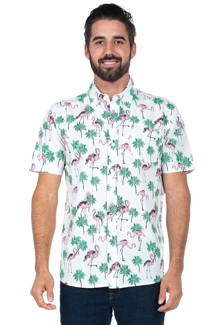 Tipsy Elves Spring Men's Single & Ready To Flamingle Hawaiian Shirt 6 Tipsy Elves Spring Men's Single & Ready To Flamingle Hawaiian Shirt