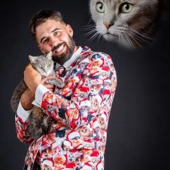 Tipsy Elves Meowy Christmas Blazer W/ Tie
