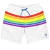 Tipsy Elves White Rainbow Stretch Swim Trunks - Men's Cut
