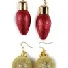 Tipsy Elves Red Christmas Lights Earrings + Glitter Ornament Earrings Women