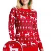 Tipsy Elves Women's Red Reindeer Sweater Dress
