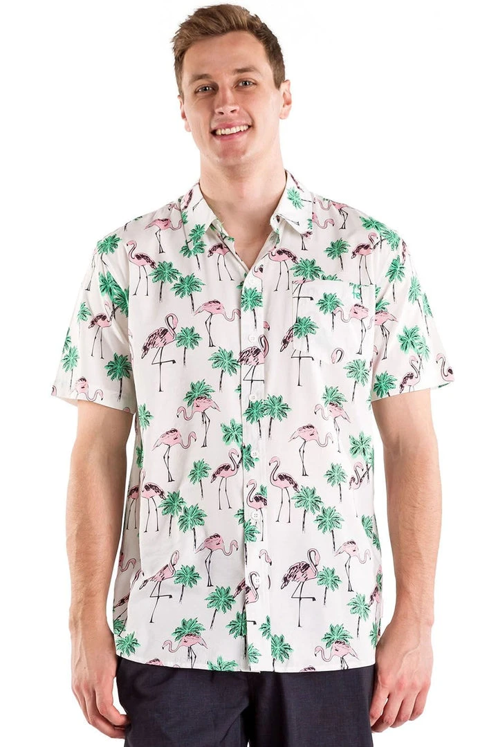 Tipsy Elves Spring Men's Single & Ready To Flamingle Hawaiian Shirt 4 Tipsy Elves Spring Men's Single & Ready To Flamingle Hawaiian Shirt
