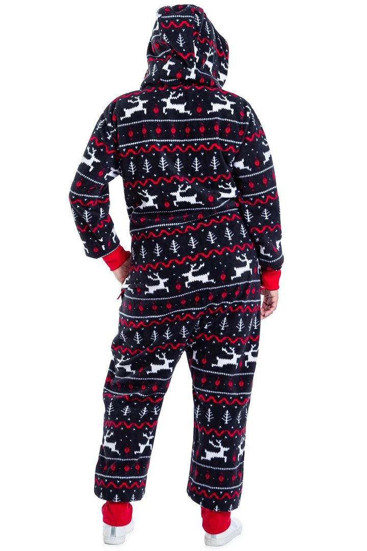 Tipsy Elves Women's Black And Red Fair Isle Plus Size Jumpsuit 5 Tipsy Elves Women's Black And Red Fair Isle Plus Size Jumpsuit