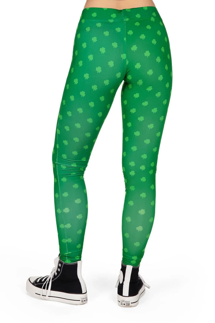 Tipsy Elves Women Green Clover Leggings 4 Tipsy Elves Women Green Clover Leggings