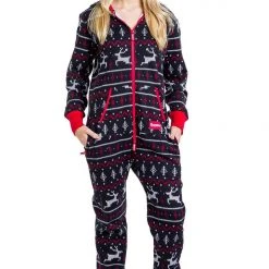 Tipsy Elves Women's Black And Red Fair Isle Jumpsuit 7 Tipsy Elves Women's Black And Red Fair Isle Jumpsuit