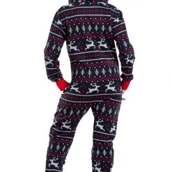 Tipsy Elves Women's Black And Red Fair Isle Jumpsuit