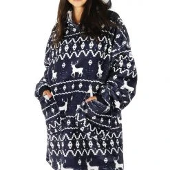Tipsy Elves Blue Reindeer Blanket Hoodie 17 Tipsy Elves Blue Reindeer Blanket Hoodie