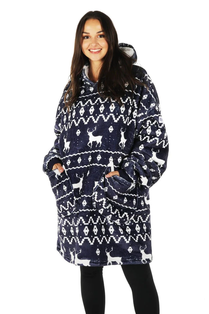 Tipsy Elves Blue Reindeer Blanket Hoodie 10 Tipsy Elves Blue Reindeer Blanket Hoodie