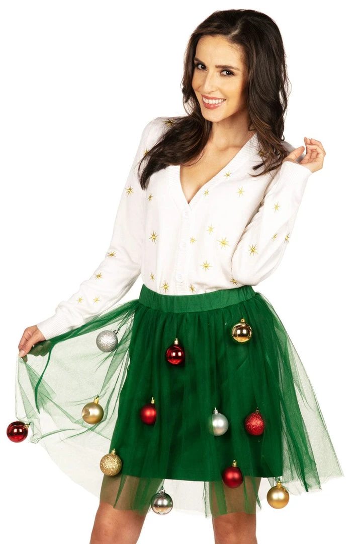 Tipsy Elves Women's Tree Skirt And Cardigan Set 5 Tipsy Elves Women's Tree Skirt And Cardigan Set
