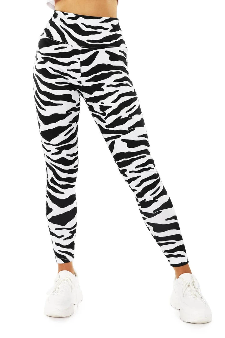 Tipsy Elves Zebra High Waisted Leggings Women 3 Tipsy Elves Zebra High Waisted Leggings Women