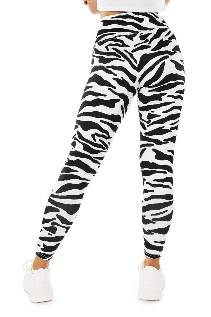 Tipsy Elves Zebra High Waisted Leggings Women 4 Tipsy Elves Zebra High Waisted Leggings Women