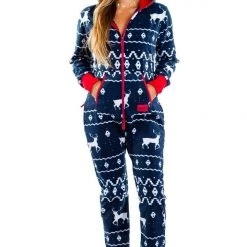 Tipsy Elves Women's Blue Reindeer Jumpsuit