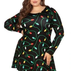 Tipsy Elves Women's Twinkle Lights Plus Size Dress