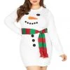 Tipsy Elves Women's Snowman Scarf Plus Size Sweater Dress