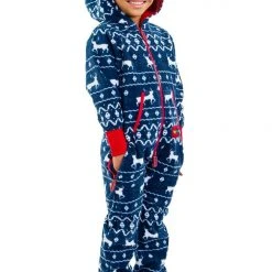 Tipsy Elves Boy's / Girl's Blue Reindeer Jumpsuit Kids & Baby
