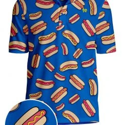 Tipsy Elves Men's Hot Dog Golf Polo