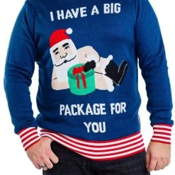 Tipsy Elves Men's Big Package Big And Tall Ugly Christmas Sweater