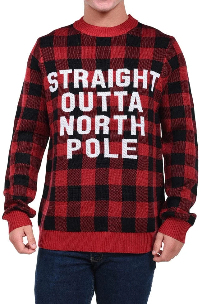 Tipsy Elves Men's Straight Outta North Pole Ugly Christmas Sweater 3 Tipsy Elves Men's Straight Outta North Pole Ugly Christmas Sweater