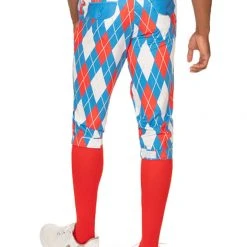 Tipsy Elves Men's American Argyle Golf Knickers With Red Golf Socks