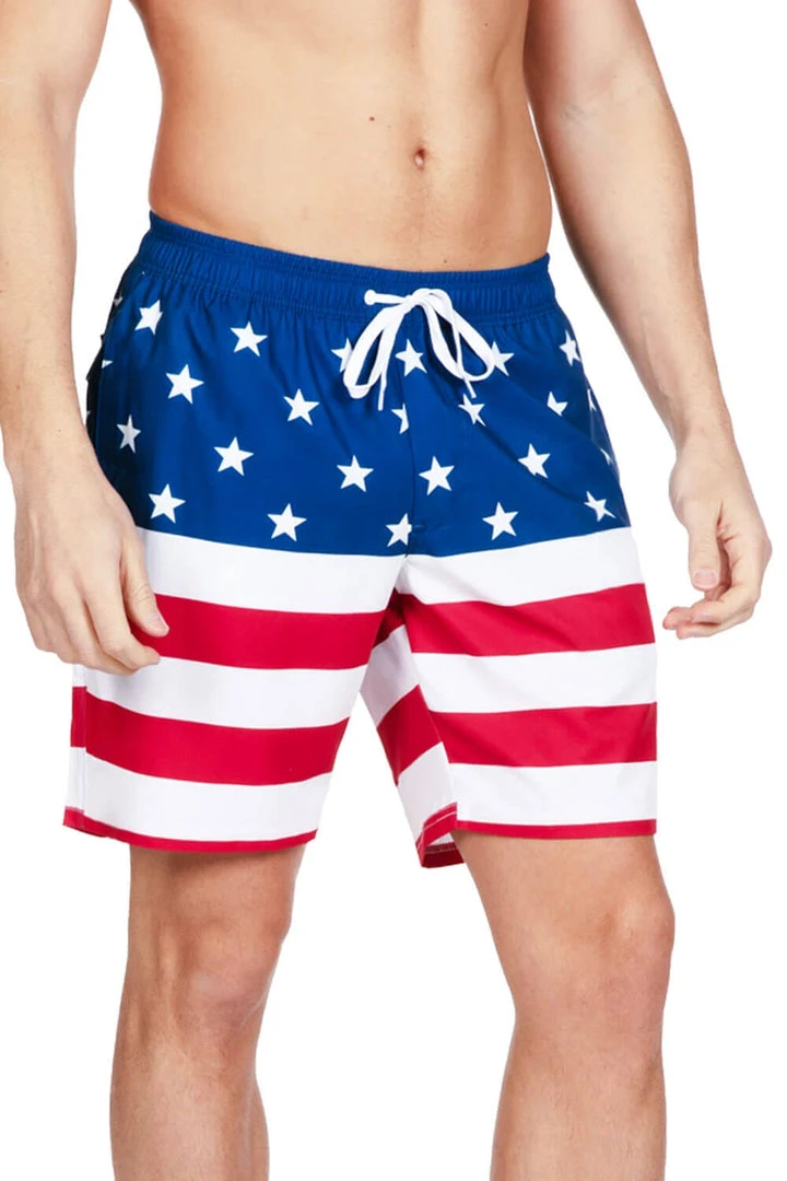 Tipsy Elves Patriotic American Flag Stretch Swim Trunks 5 Tipsy Elves Patriotic American Flag Stretch Swim Trunks