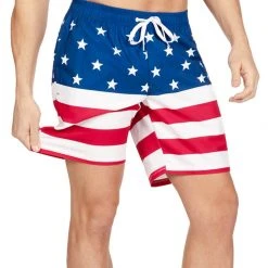 Tipsy Elves Patriotic American Flag Stretch Swim Trunks