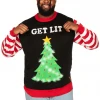 Tipsy Elves Men's Get Lit Light Up Big And Tall Ugly Christmas Sweater