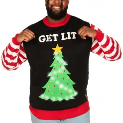 Tipsy Elves Men's Get Lit Light Up Big And Tall Ugly Christmas Sweater