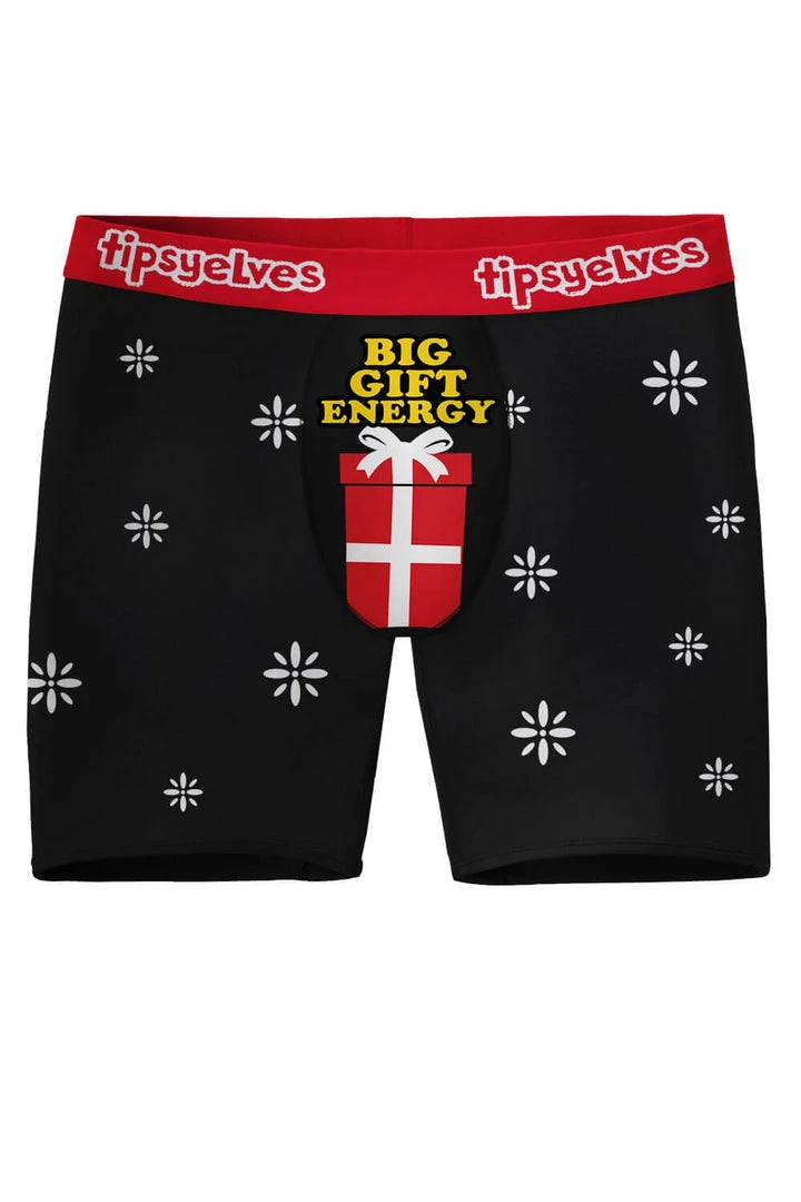 Tipsy Elves Men's Big Gift Energy Boxer Briefs 3 Tipsy Elves Men's Big Gift Energy Boxer Briefs