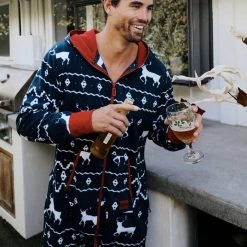 Tipsy Elves Men's Blue Reindeer Jumpsuit 19 Tipsy Elves Men's Blue Reindeer Jumpsuit