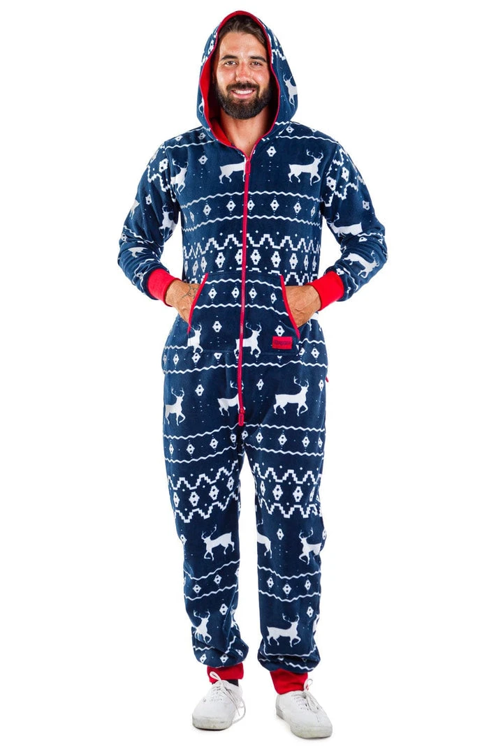 Tipsy Elves Men's Blue Reindeer Jumpsuit 3 Tipsy Elves Men's Blue Reindeer Jumpsuit