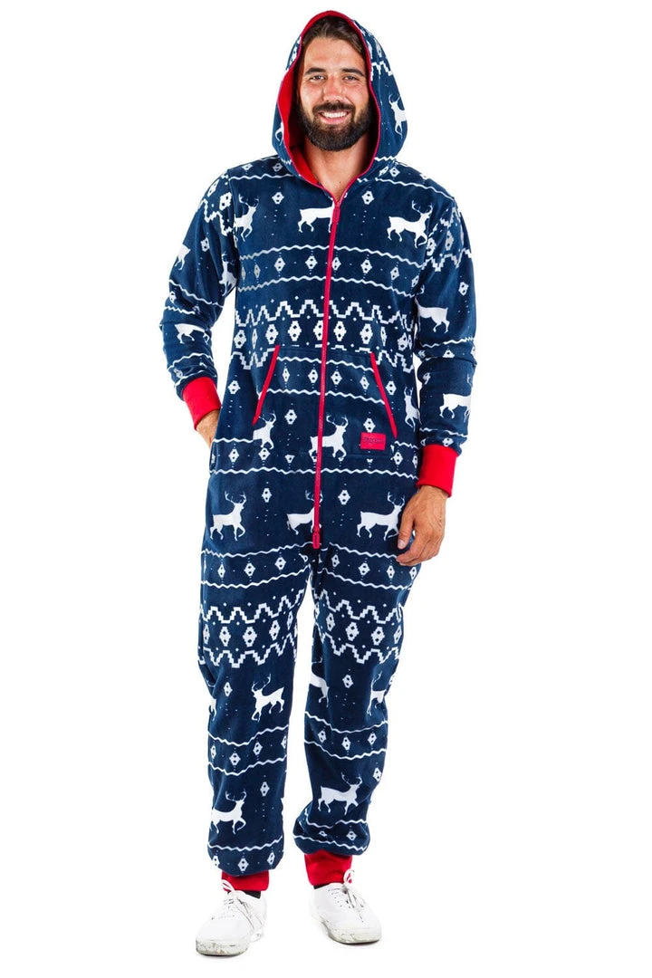 Tipsy Elves Men's Blue Reindeer Jumpsuit 6 Tipsy Elves Men's Blue Reindeer Jumpsuit